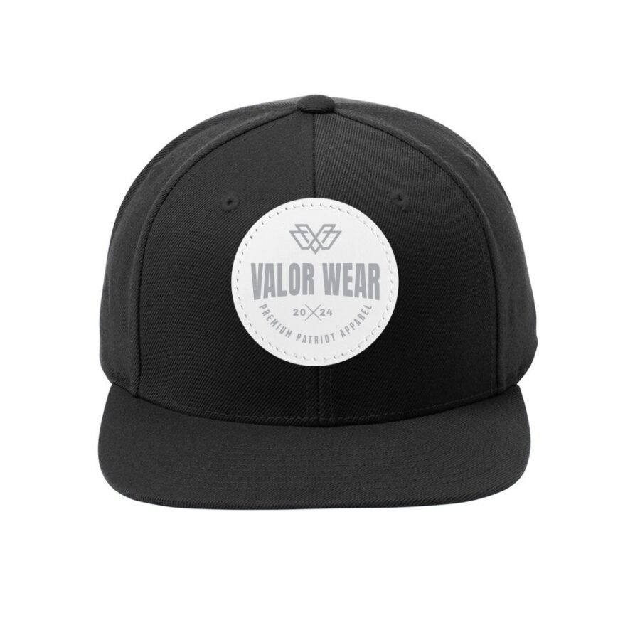 ValorWear Flat Bill Snapback Cap with Circle Leather Patch