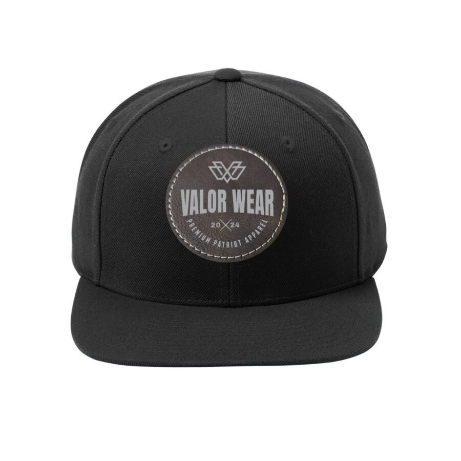 ValorWear Flat Bill Snapback Cap with Circle Leather Patch