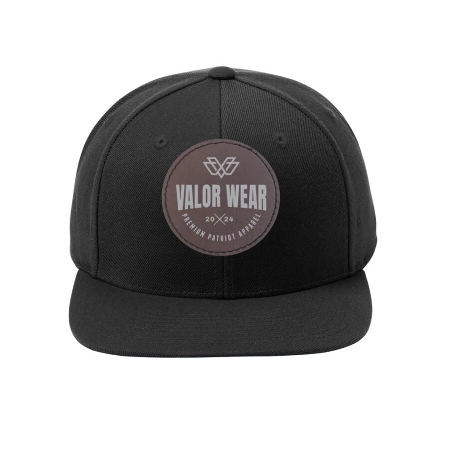 ValorWear Flat Bill Snapback Cap with Circle Leather Patch