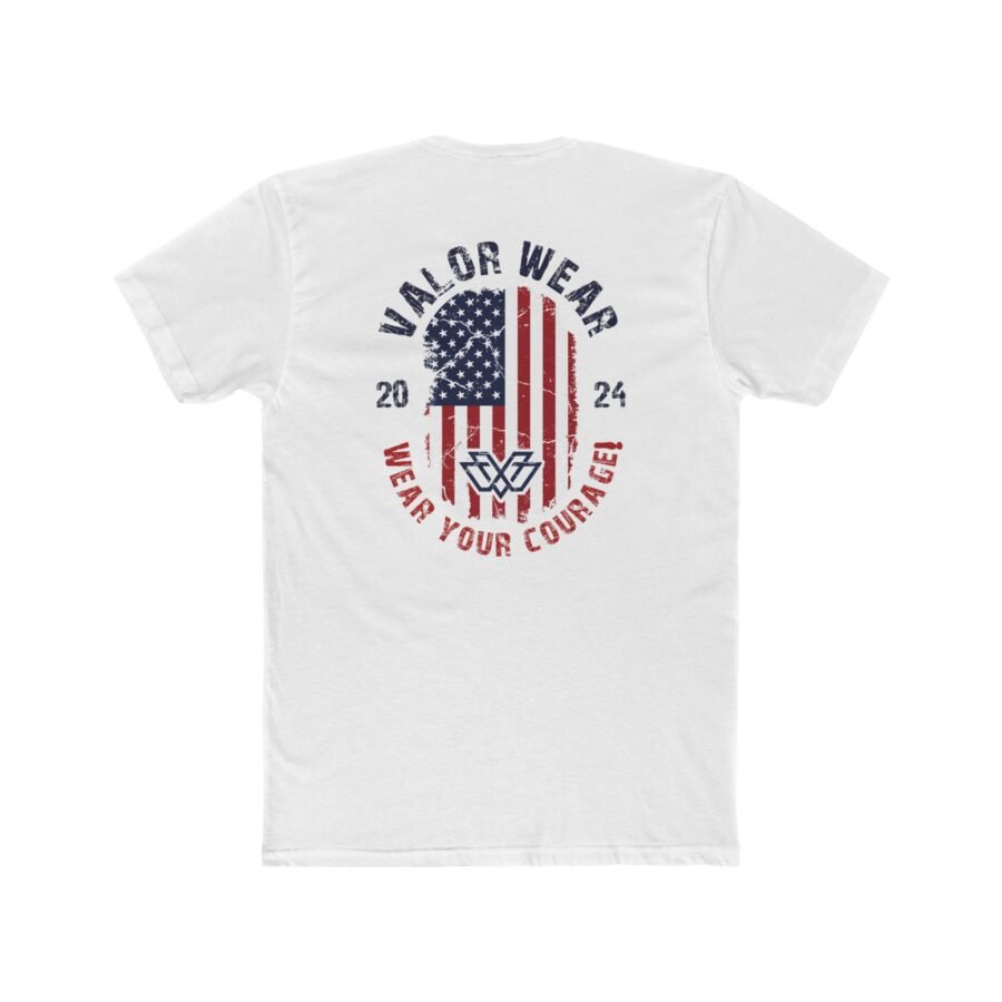 Unisex Cotton Crew Tee with Vertical Flag Design | Patriotic Lightweight T-Shirt