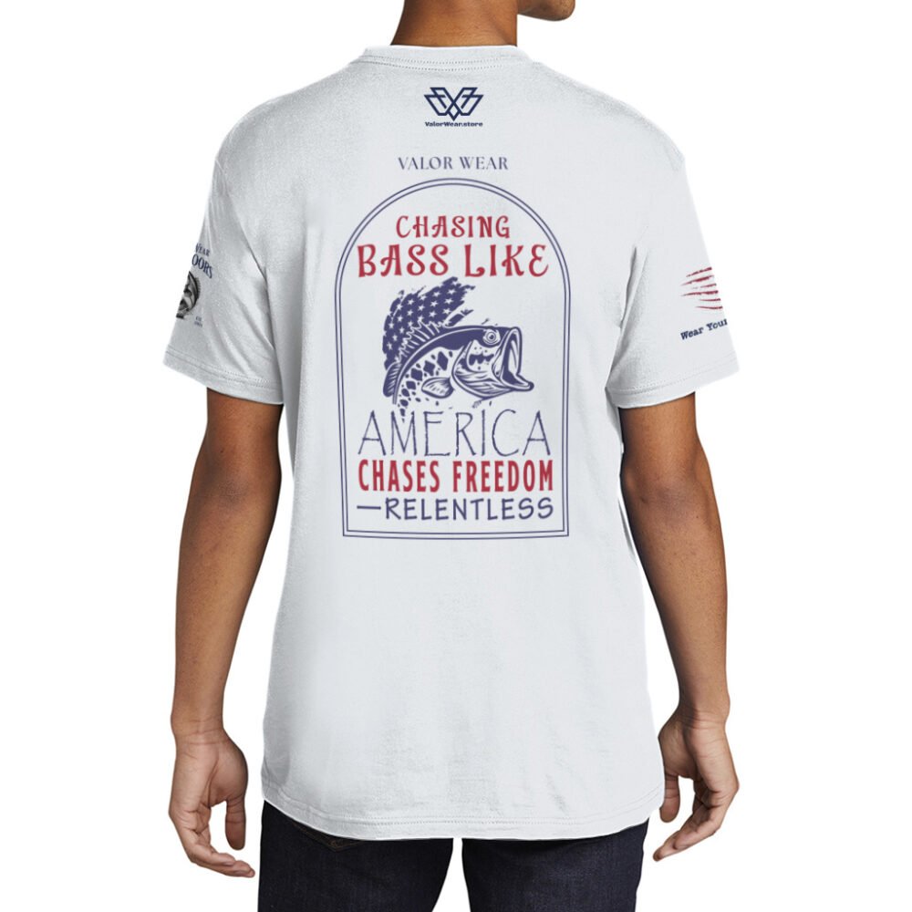 Chasing Bass Like Freedom, Relentless (Light) – Men's Cotton Short Sleeve Crew - Image 5