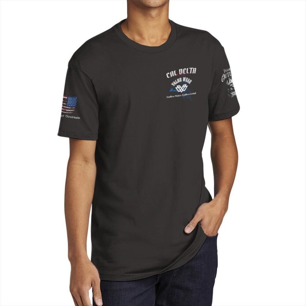 Cal Delta, Endless Water (Dark) – Men's Cotton Short Sleeve Crew - Image 2