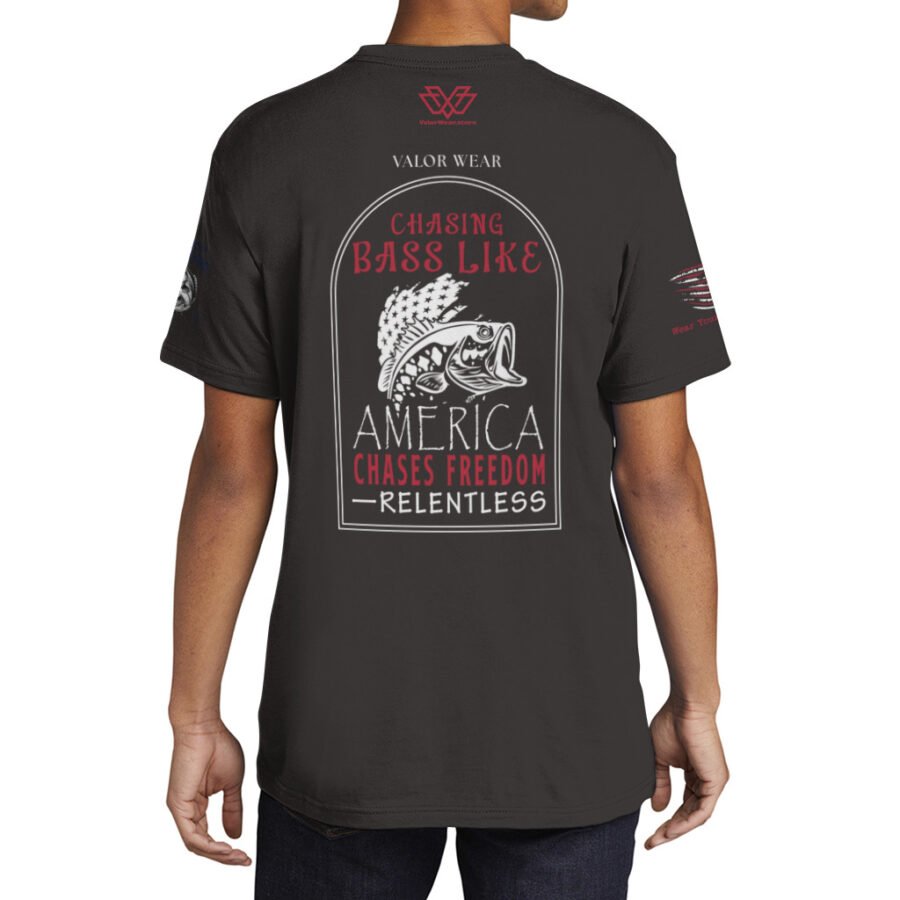 Chasing Bass Like Freedom, Relentless (Dark) – Men’s Cotton Short Sleeve Crew