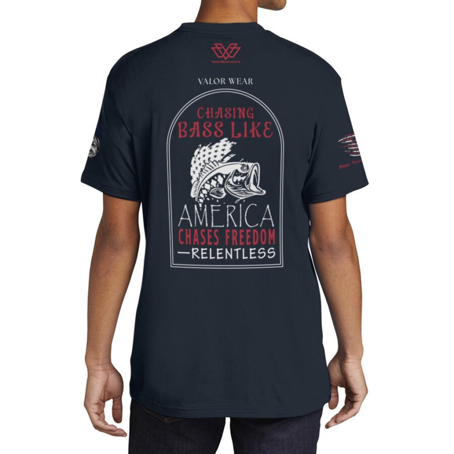 Chasing Bass Like Freedom, Relentless (Dark) – Men’s Cotton Short Sleeve Crew