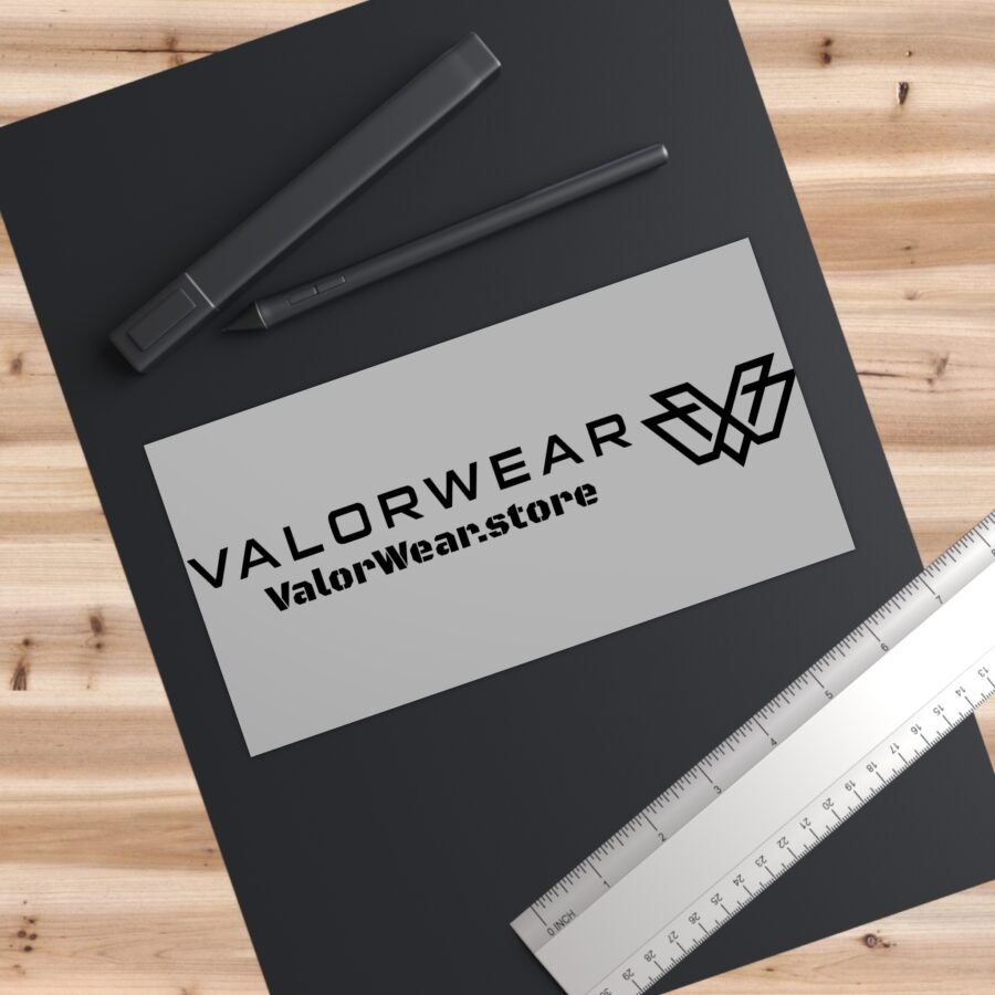 ValorWear Bumper Sticker – Logo Right Design (Black on Gray)