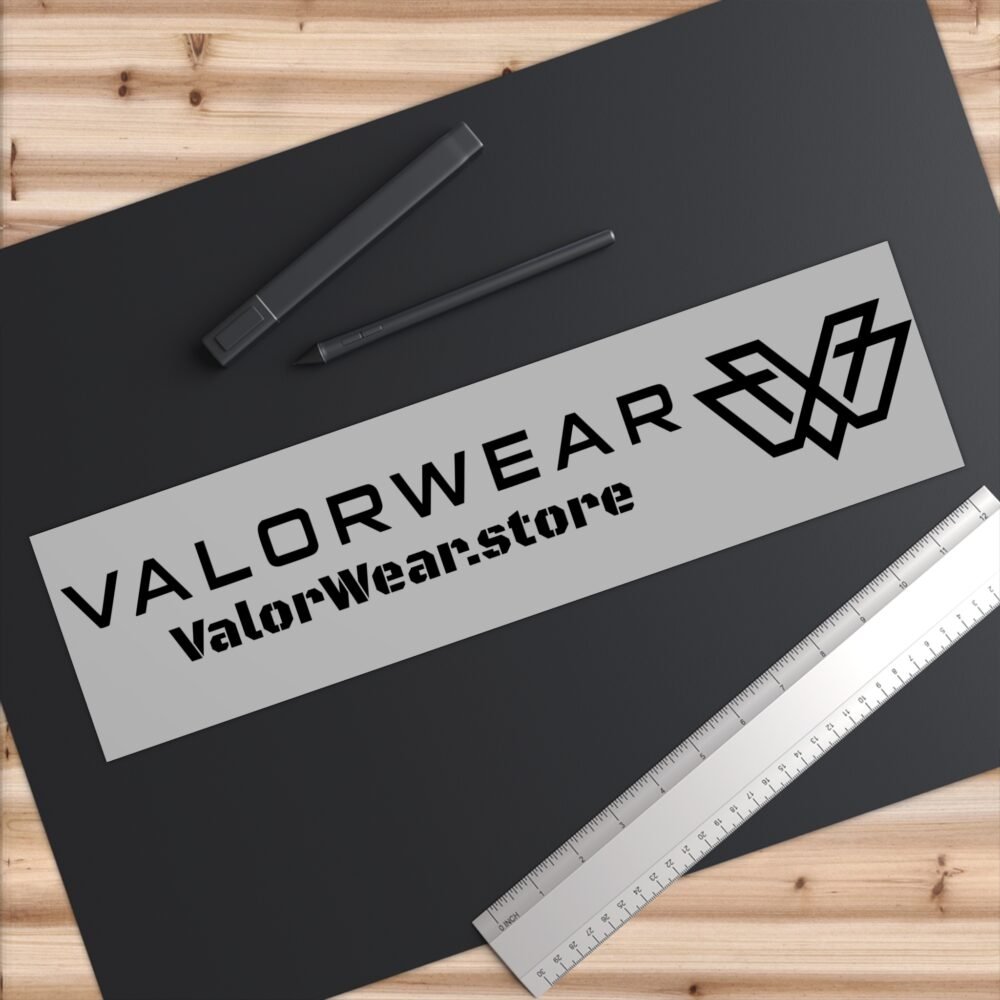 ValorWear Bumper Sticker – Logo Right Design (Black on Gray) - Image 9