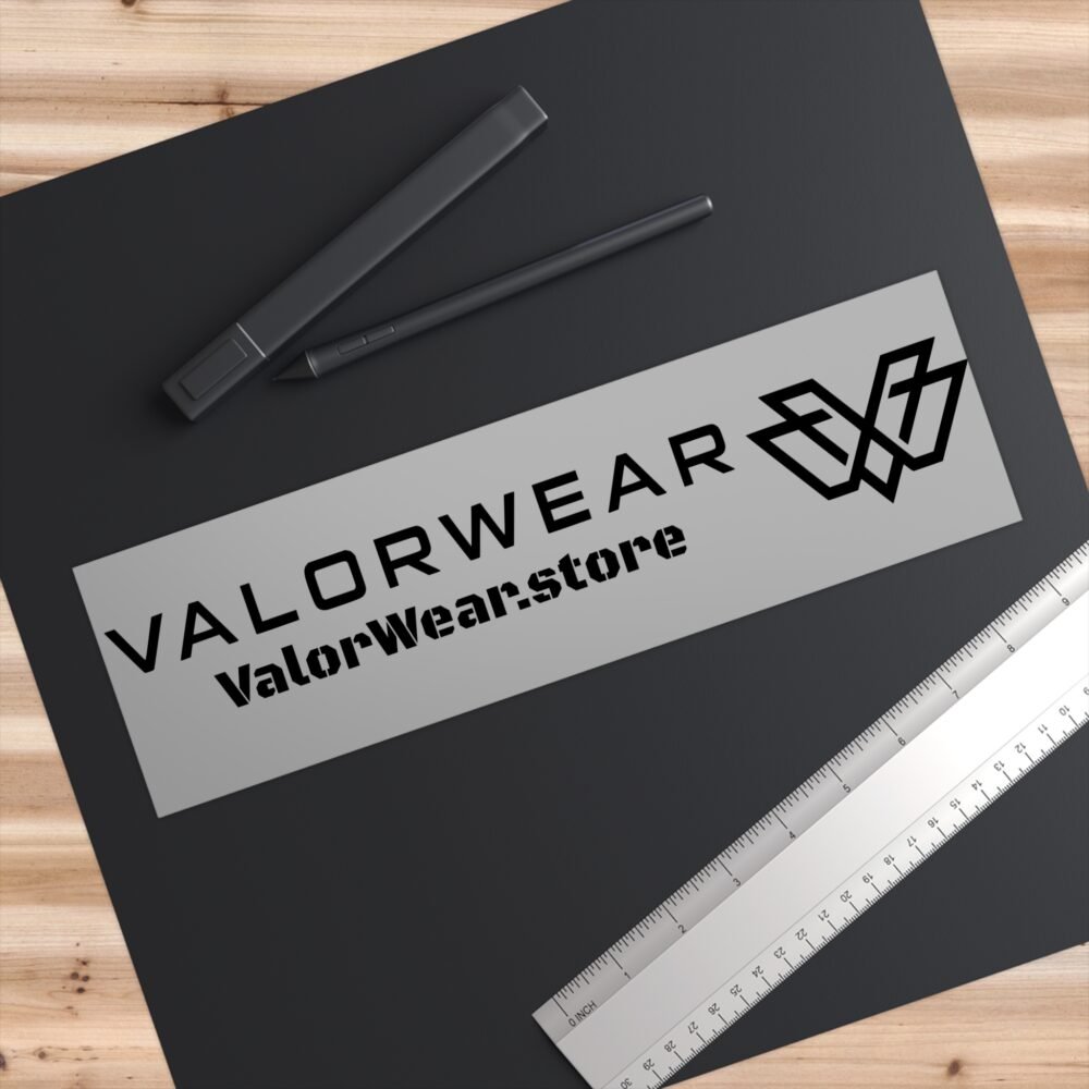 ValorWear Bumper Sticker – Logo Right Design (Black on Gray) - Image 6