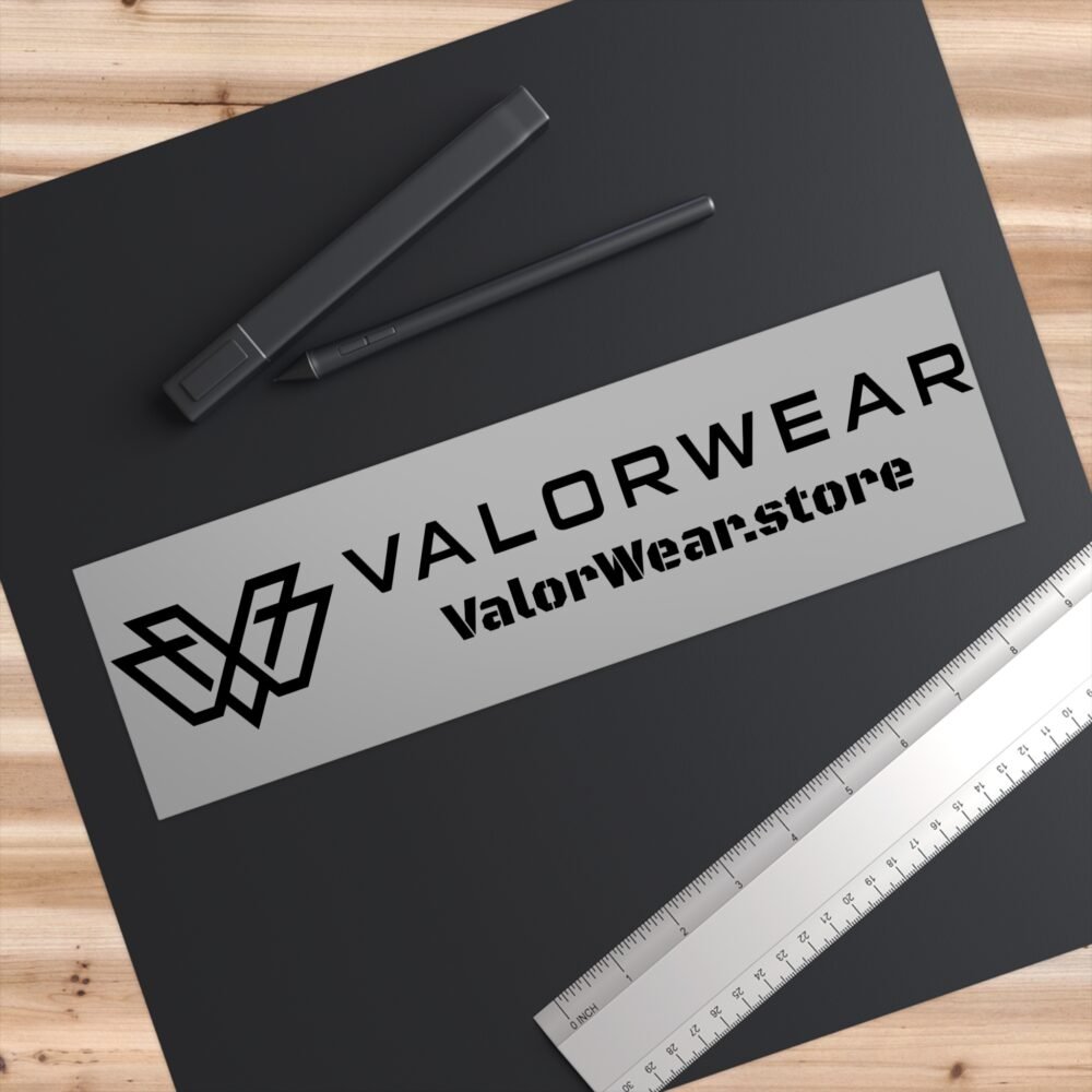 ValorWear Bumper Sticker – Logo Right of Name (Black on Gray) - Image 6