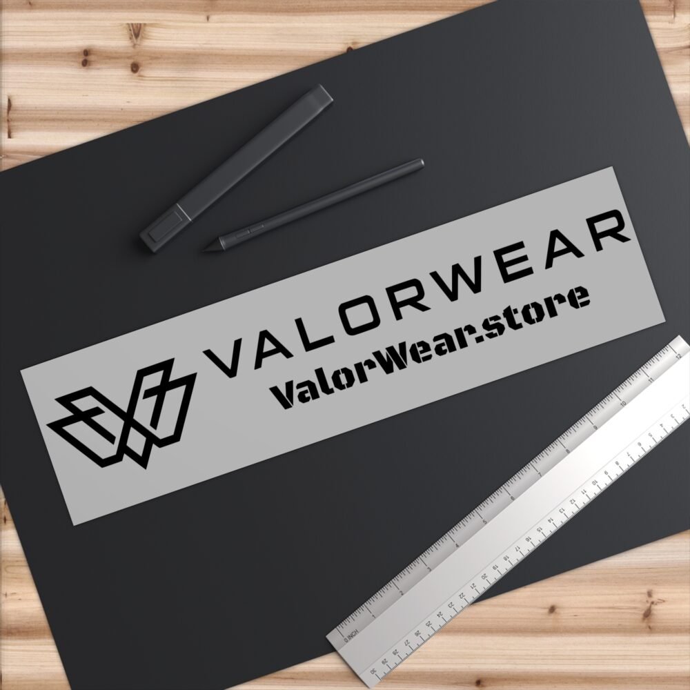 ValorWear Bumper Sticker – Logo Right of Name (Black on Gray) - Image 9