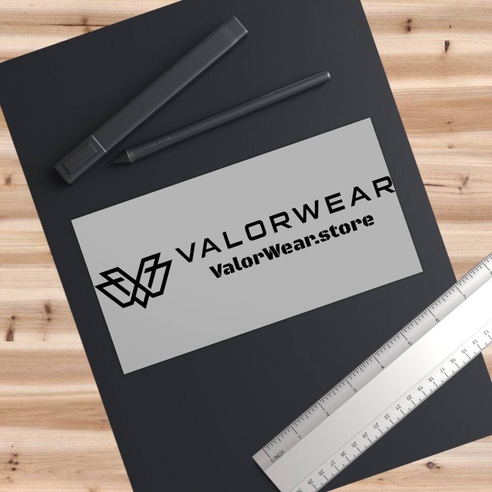 ValorWear Bumper Sticker – Logo Right of Name (Black on Gray) - Image 3