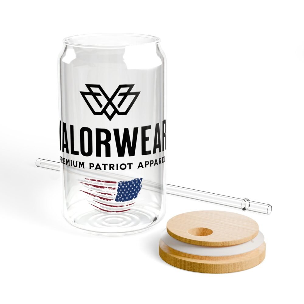 ValorWear Sipper Glass | 16oz Reusable Glass with Bamboo Lid & Tritan Straw - Image 3