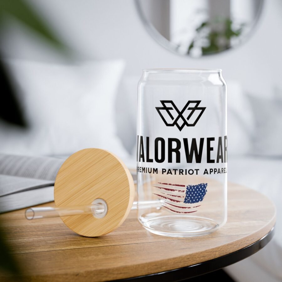 ValorWear Sipper Glass | 16oz Reusable Glass with Bamboo Lid & Tritan Straw