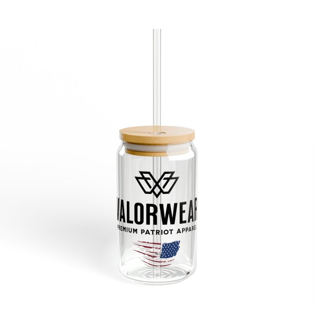ValorWear Sipper Glass | 16oz Reusable Glass with Bamboo Lid & Tritan Straw - Image 2