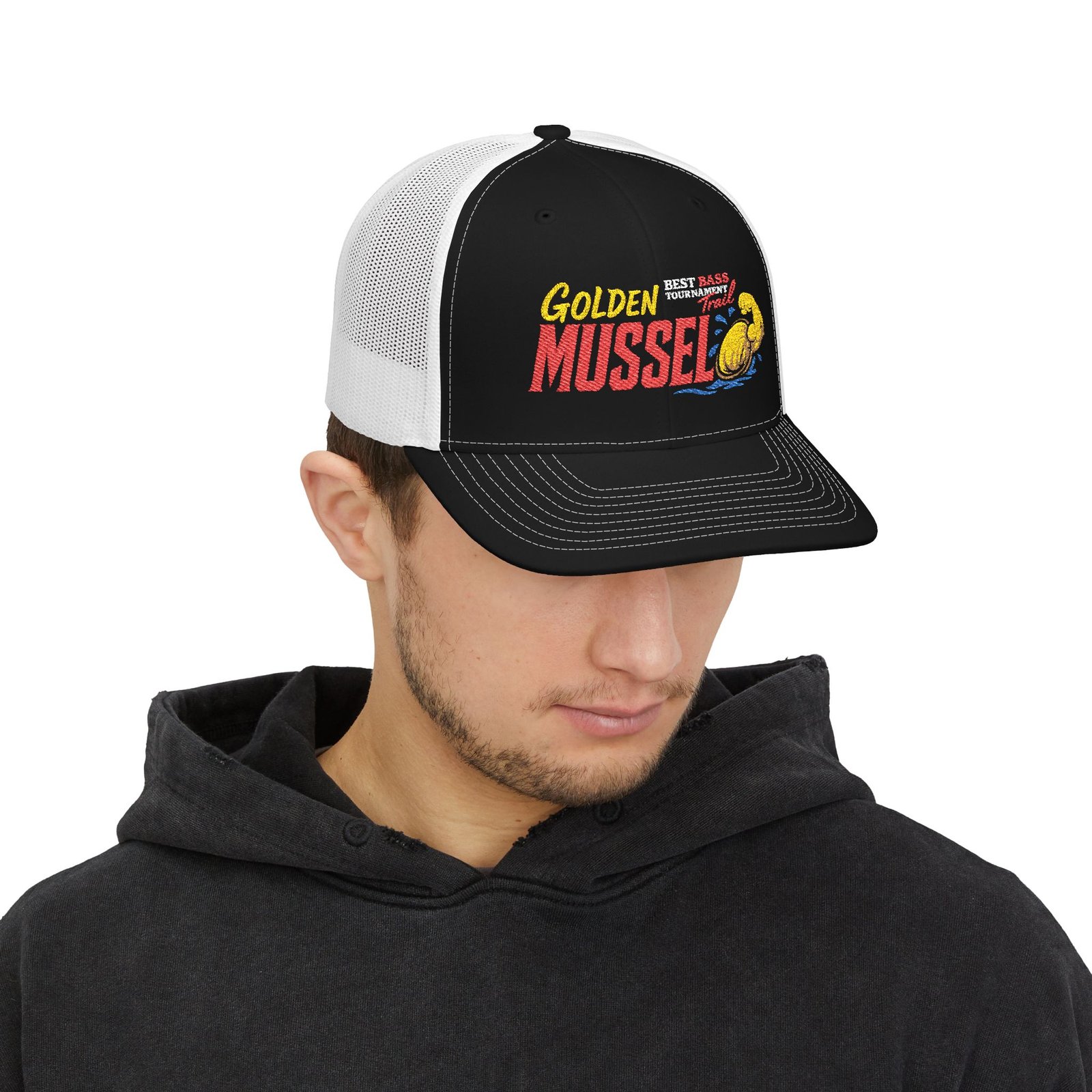 Golden Mussel / BBT Embroidered Hat β Retro Fishing Snapback - Image 3