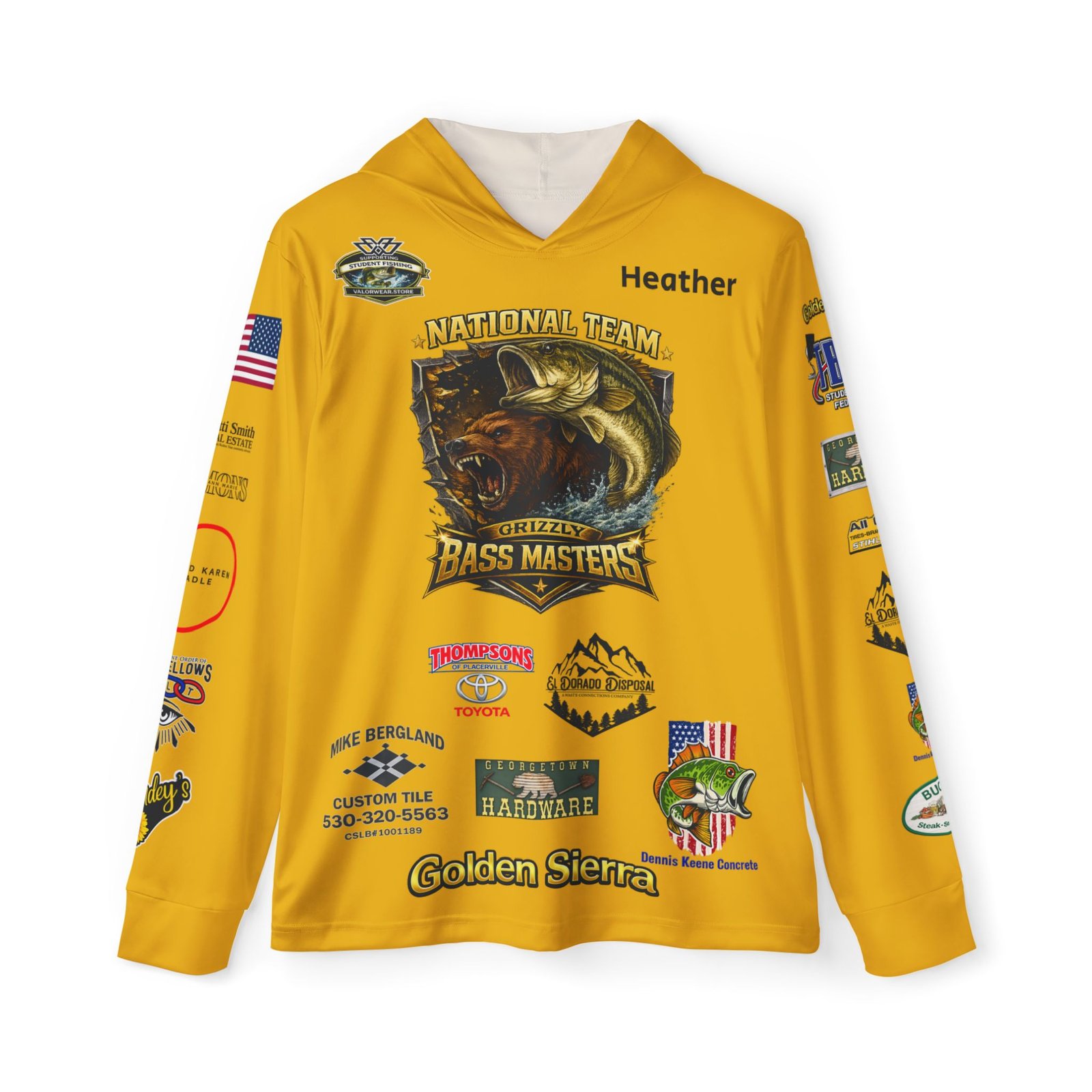 NATIONAL TEAM β Grizzly Bassmasters Performance Fishing Hoodie | SPF 50 Tournament Jersey | Heather Neumann