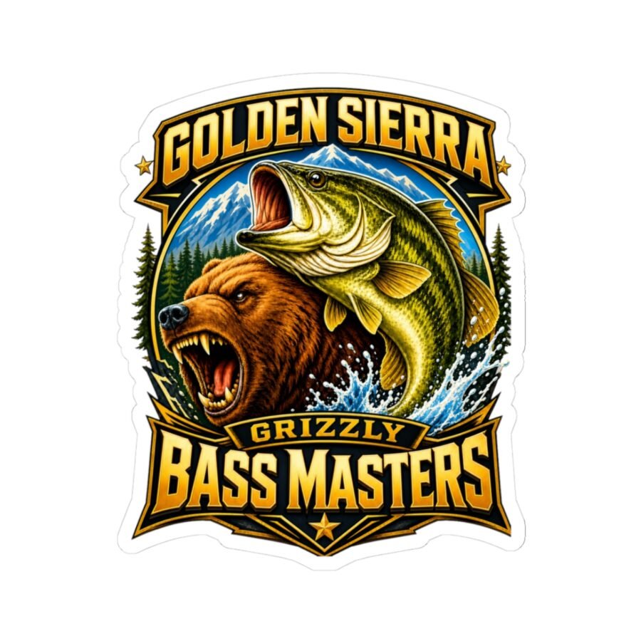 Grizzly Bass Masters Sticker — "Golden Sierra" Kiss-Cut Sticker