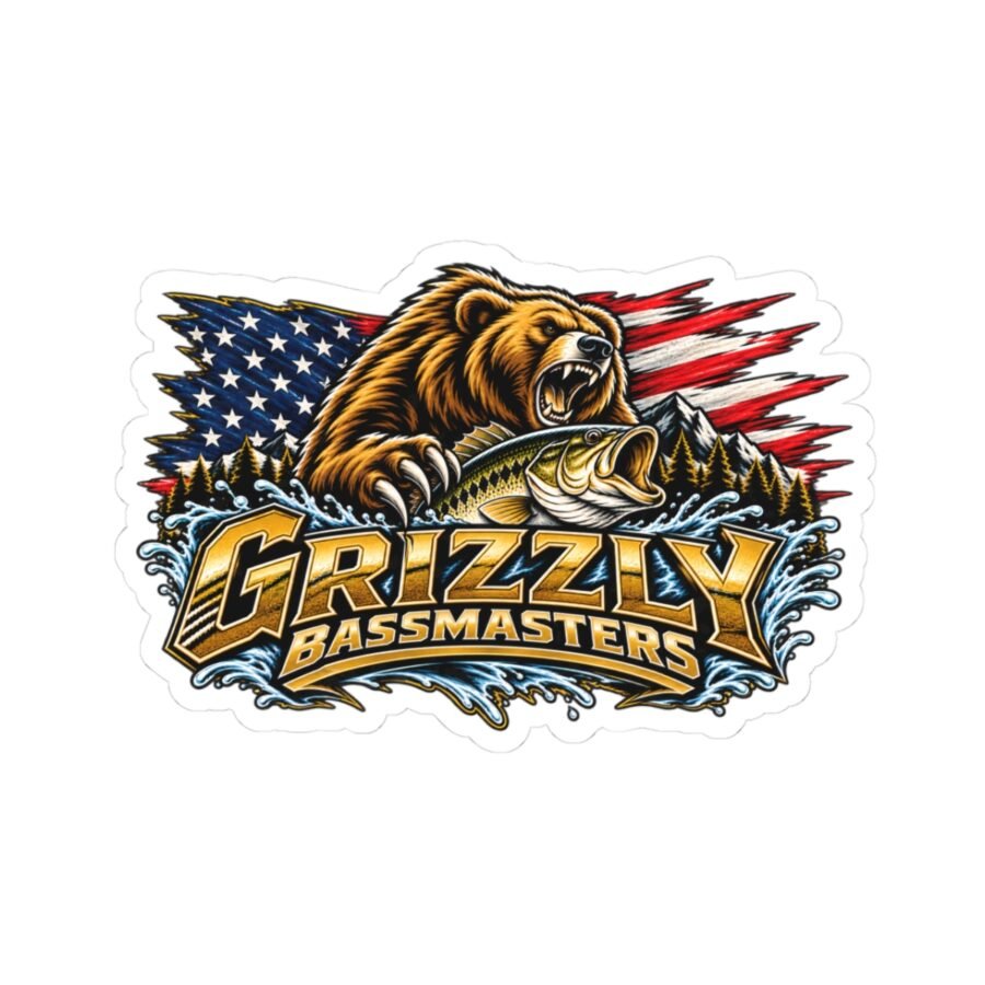 Grizzly Bassmasters American Pride Kiss-Cut Sticker
